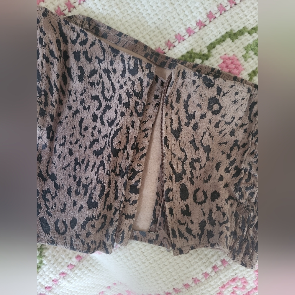Vintage Leather Leopard Smocked Corset - Picture 6 of 8